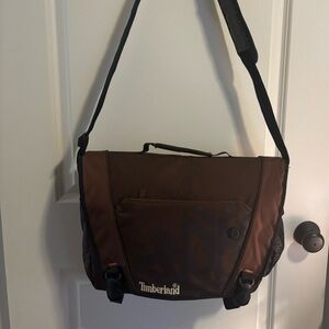 Timberland Dark Brown Messenger Bag Adjustable Shoulder Strap Laptop Compartment